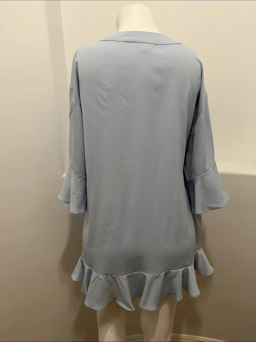 Lovelina Light Blue Ruffle Trim Women's Getting-Ready Robe Kimono Top